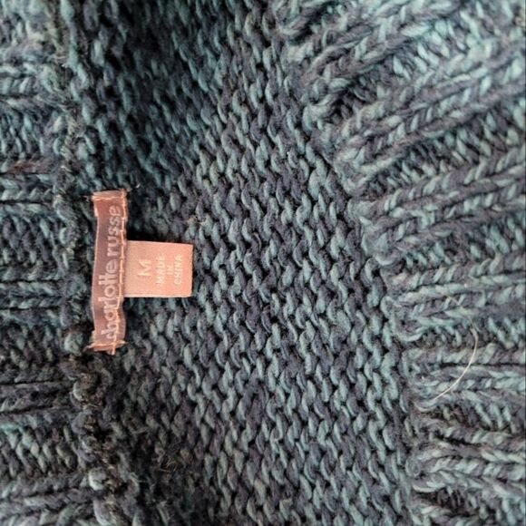 Turquoise & Navy Crop Knit Sweater Medium - Picture 9 of 12